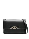 Twinset Twin-set Structured Black Shoulder Bag With Gold-tone Clasp In Black