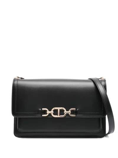 Twinset Chain-link Flap Cross Body In Black