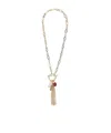 Twinset Metallic Chain-link Necklace With Tassel With Charms In Brass Woman In Yellow