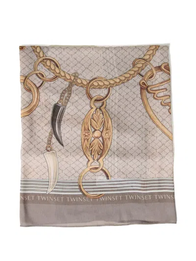 Twinset Chain Print Keffiyeh In Multi