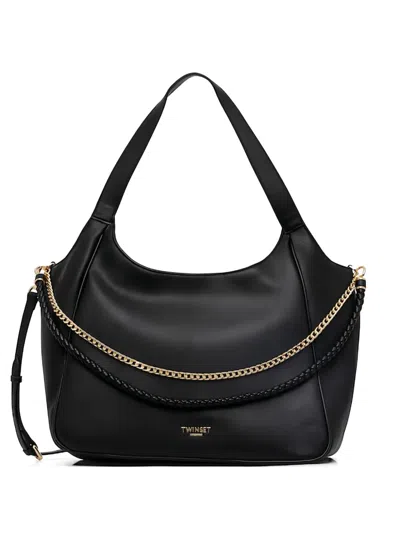 Twinset Chain Shoulder Bag In Black