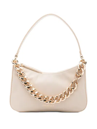 Twinset Chain Shoulder Bag In Neutral