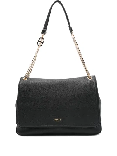 Twinset Chain-strap Leather Shoulder Bag In Black