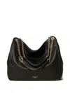Twinset Soft Pebbled Slouchy Handbag With Chain In Black