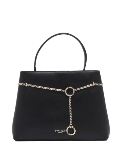 Twinset Chain-detail Tote Bag In Black