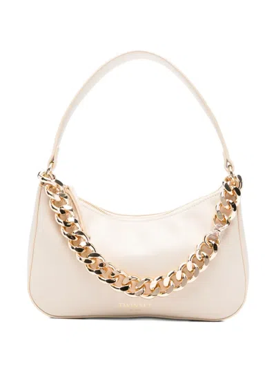 Twinset Chain-detailed Shoulder Bag In Neutral