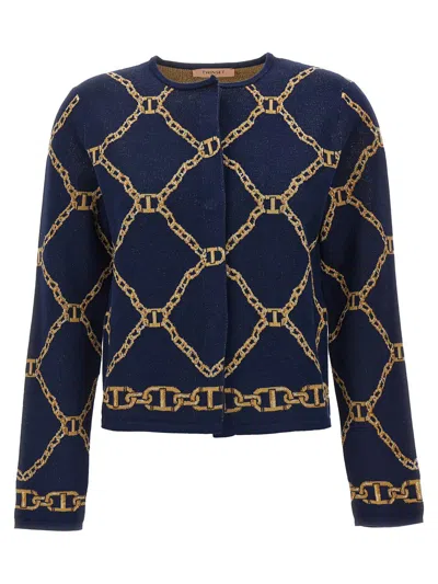 Twinset 'chains' Cardigan In Blue