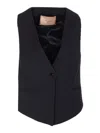 Twinset Sleeveless V-neckline Jacket Back Slit In Black