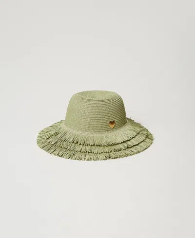 Twinset Chapeau À Large Bord Effet Paille In Green