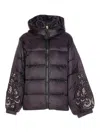 Twinset Black Down Jacket Frontal Zip Closure In White