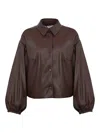 Twinset Blouson Effet Cuir Avec Col Chemise In Brown