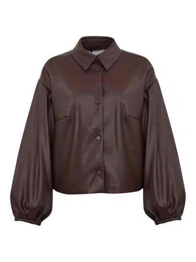 TWINSET CHAQUETA DE CUERO - CAMEL