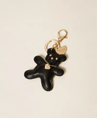 Twinset Charm Porte-clés Ourson Avec Oval T In Black