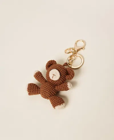 Twinset Charm Porte-clés Ourson Crochet In Brown
