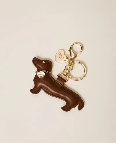 Twinset Charm Porte-clés Teckel Avec Oval T In Brown