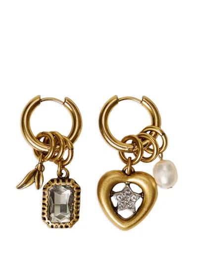 Twinset Charm-detail Hoop Earrings In Green