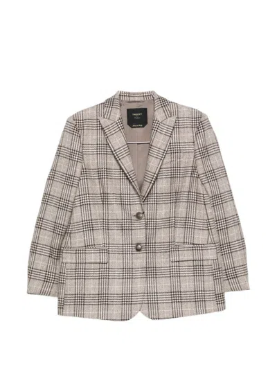 TWINSET CHECK BLAZER WITH NOTCHED LAPELS