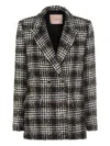 Twinset Check Double-breasted Jacket In Black