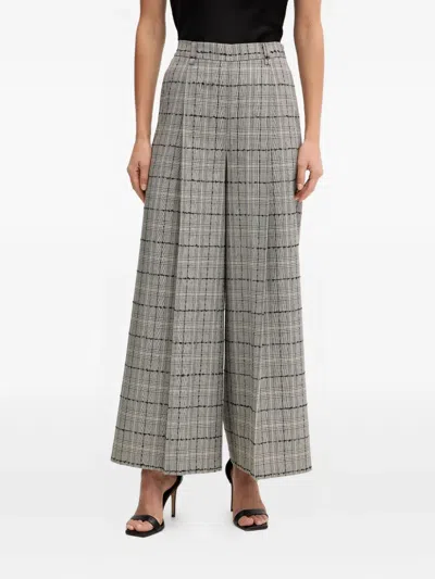 Twinset Check Palazzo Pants In Brown