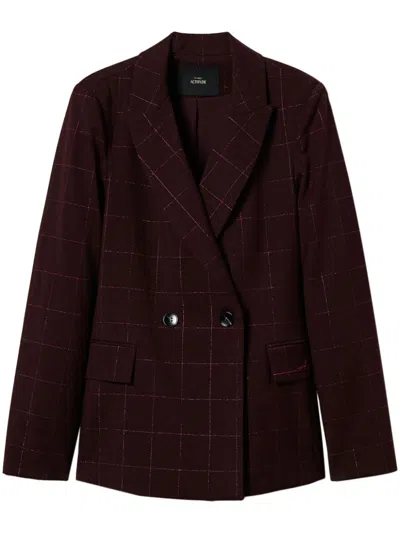 Twinset Check Pattern Double-breasted Blazer In Violett