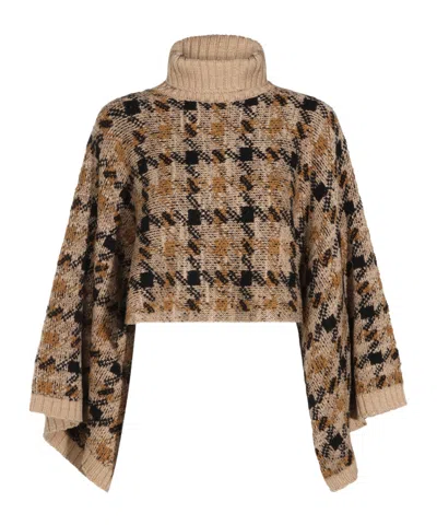 Twinset Check Poncho Knitted Sweater In Multi