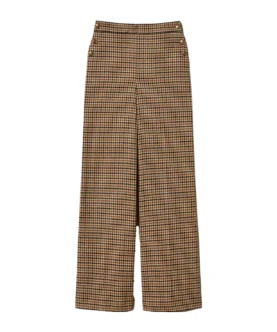 TWINSET TWINSET CHECKED BUTTON-FASTENING TROUSERS