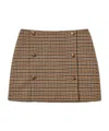 Twinset Checked Buttoned Mini Skirt In Brown