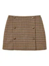 Twinset Checked Buttoned Mini Skirt In Gold