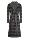 Twinset Black And Grey Wool Coat In Black