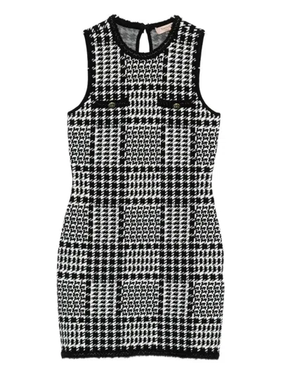 Twinset Checked Mini Dress In Black