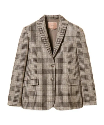 Twinset Checked Sequin Blazer In Multi