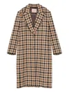 Twinset Checked Single-breasted Coat In Brown