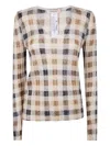 Twinset Checkered Knit Sweater With Fitted Silhouette In Multi