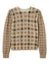 Twinset Checkered Knit Sweater With Puffed Sleeves In Multi