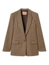 Twinset Checkered Tailored Blazer With Notched Lapels In Brown