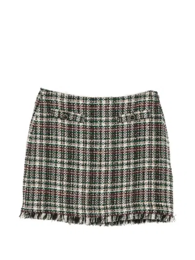 Twinset Check-pattern Frayed-edge Short Skirt In Multi
