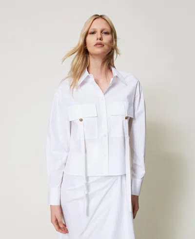 Twinset Chemise Boxy En Popeline In White