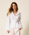 Twinset Chemise En Popeline Avec Drapé In Neutral