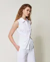 Twinset Twisted-front Sleeveless Shirt In White