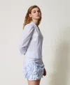 Twinset Chemise En Popeline Rayée In Blue