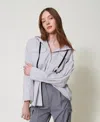 Twinset Striped Poplin Shirt In Gray