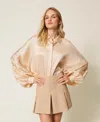 Twinset Chemise En Satin Avec Manches Ballon In Multi
