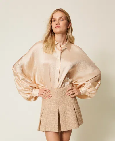 Twinset Chemise En Satin Avec Manches Ballon In Multi