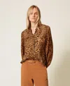 Twinset Chemise Jacquard Avec Imprimé Animalier In Brown