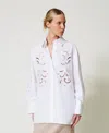 Twinset Chemise Oversize En Popeline Brodée In White