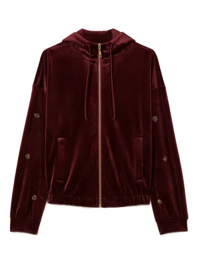 Twinset Chenille Hoodie In Red