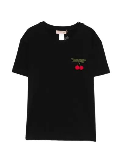 Twinset Cherry -clip T-shirt In Black