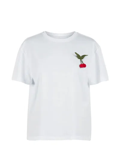 Twinset Cherry-detail T-shirt In White