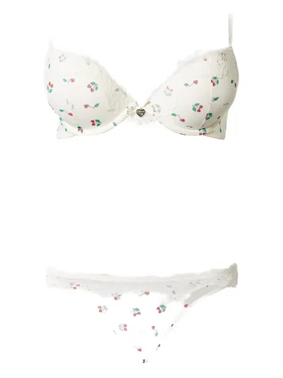 Twinset Cherry-print Lingerie Set In White