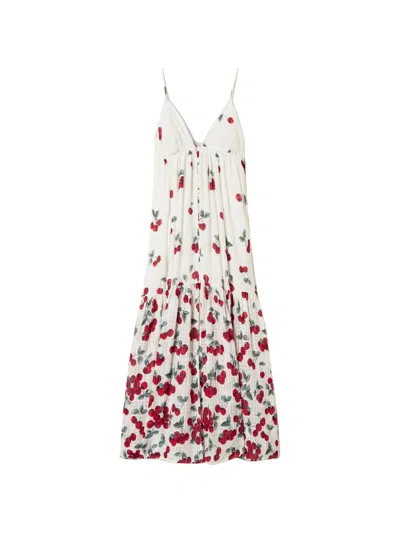 Twinset Cherry-print Lace Dress In White